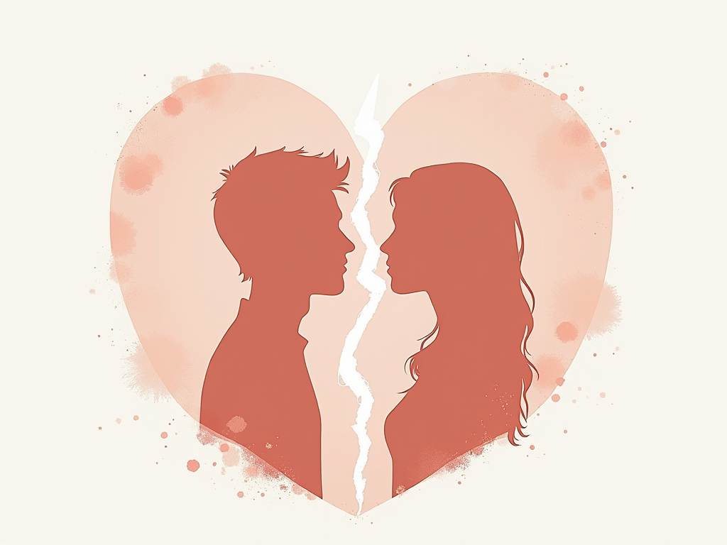 Couple texting breakup